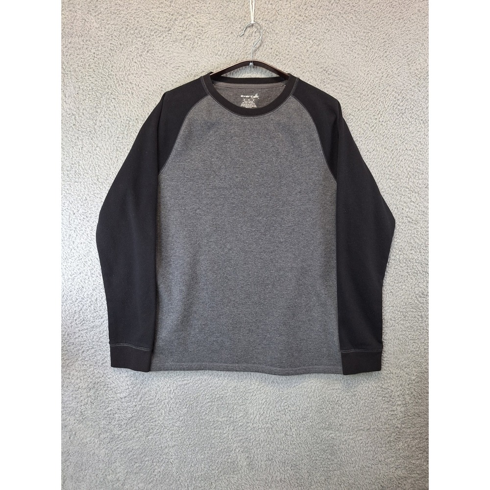 Exertek Mens Long Sleeve Shirt Gray Black Crew Neck‎ Activewear Size M Casual
